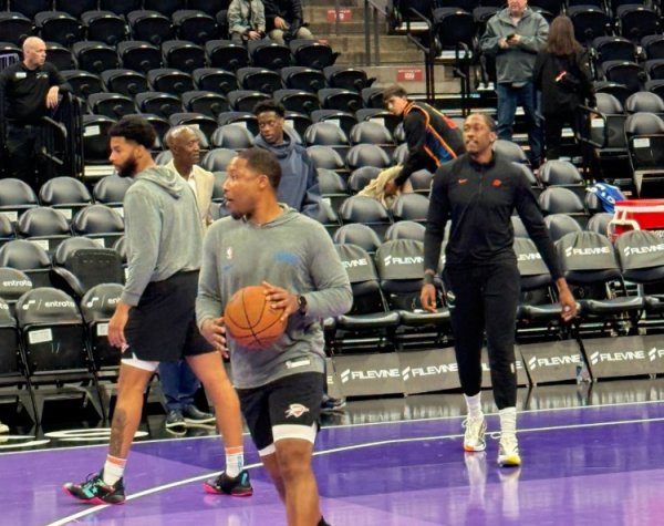 Is this ours? No. 1 pick AJ Dibanza watches the Thunder, who has the Clippers  first-round pick next year