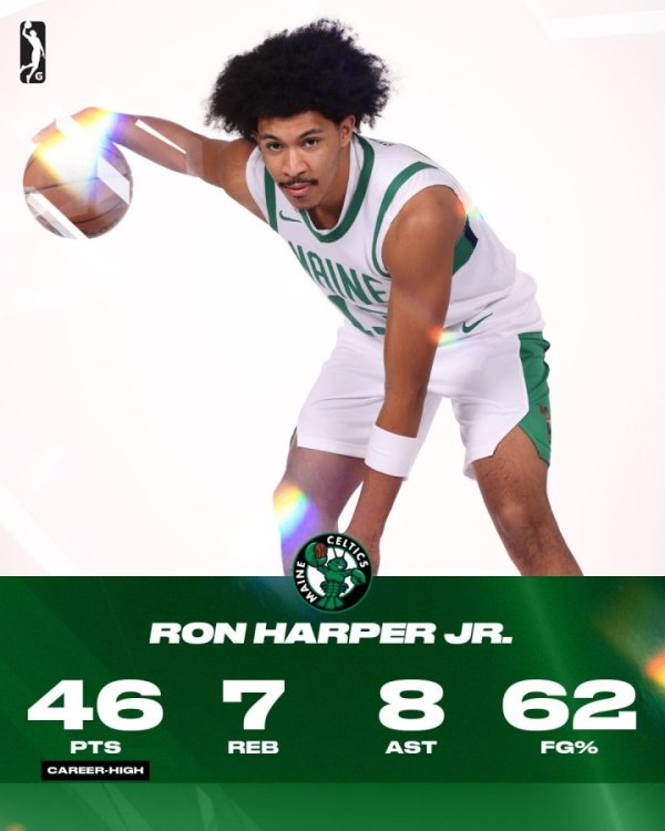 The fan boy is here! Ron Harper Jr. scored 46+7+8 in the G League. Dylan Harper forwarded: My Devil